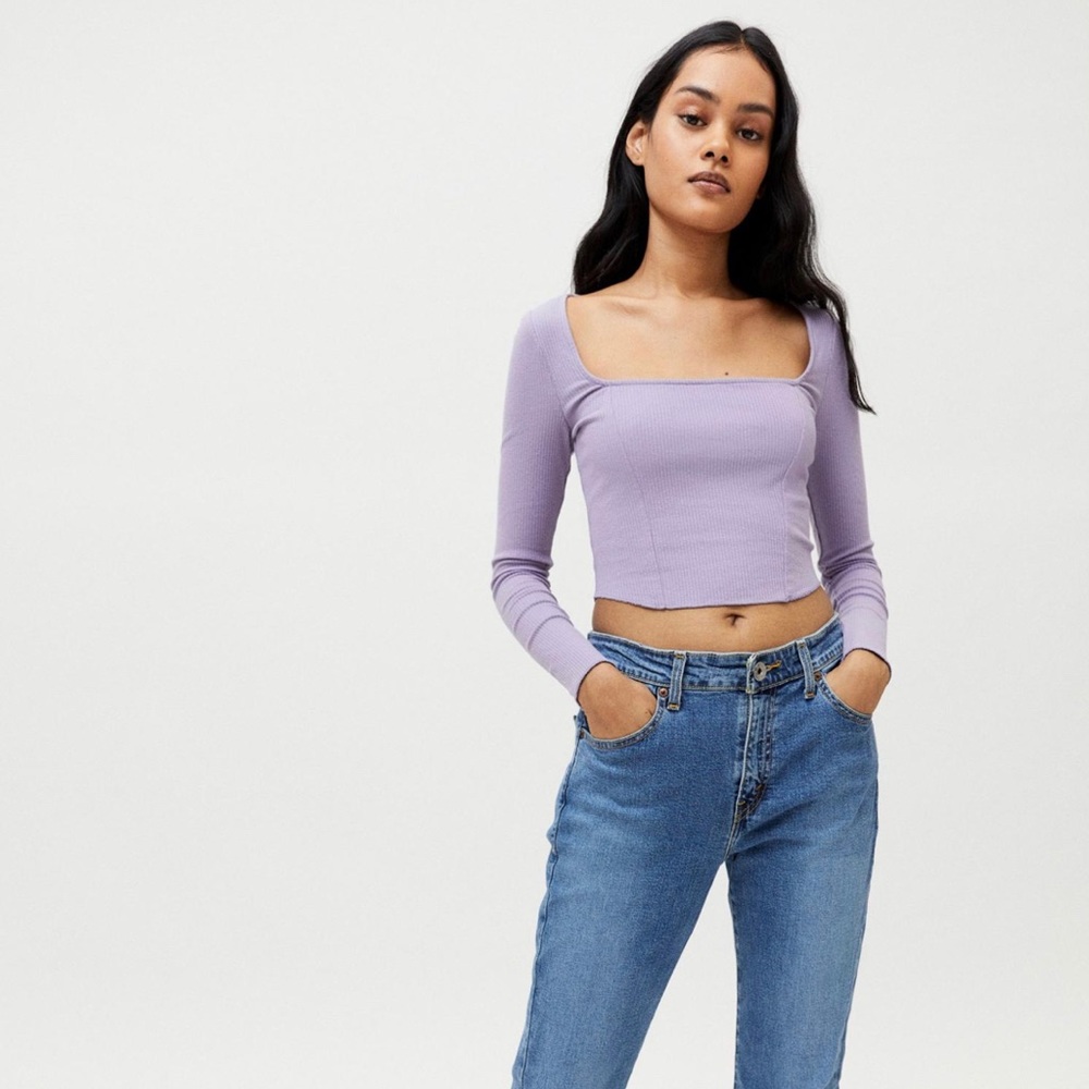 UO Meg Square Neck Top in Lilac NWOT - Picture 3 of 4